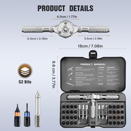 40 Piece Ratchet Screwdriver Bit Set for Furniture Electronics & DIY Repair