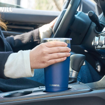 20 oz Stainless Steel Travel Coffee Tumbler Insulated Mug w/ Lid Navy