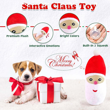 9PCS Christmas Dog Toys – Santa Plush, Rope, Ball & Teething Toys Set