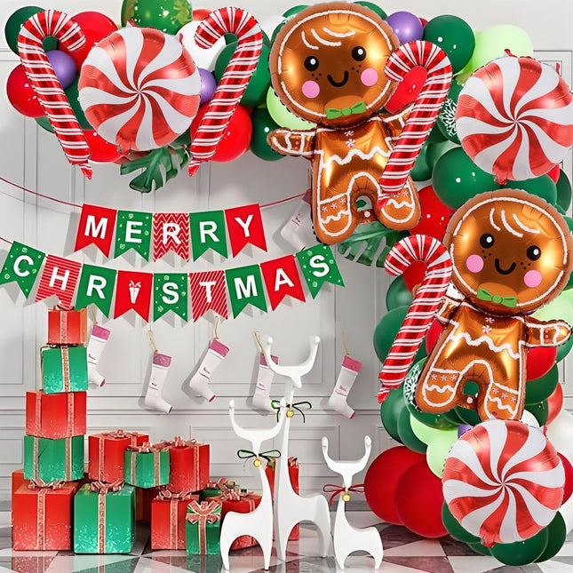 11PCS Gingerbread Foil Balloons – 32" Christmas & Holiday Party Decorations