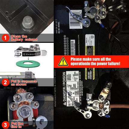2PCS 4-Way Quick-Release Car Battery Terminal Connectors, SAE/JIS Type A