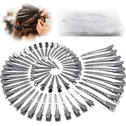 60PCS Metal Duckbill Hair Clips, Silver Alligator Styling Clips Sectioning, Thick Hair & Salon Use