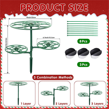 3-Tier Christmas Tree Topper Holder – Universal Green Stabilizer for Decorations