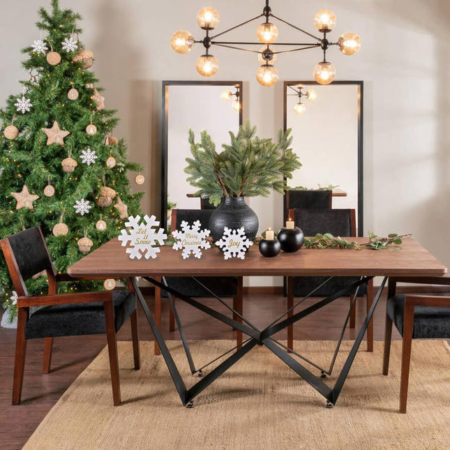 3-Pack Wooden Snowflake Signs – White Merry Christmas Table & Home Decor