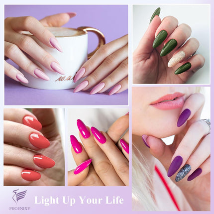 24PCS Gel Nail Polish Set, 21 Colors with Base & Matte Glossy Top Coats, UV LED Cure