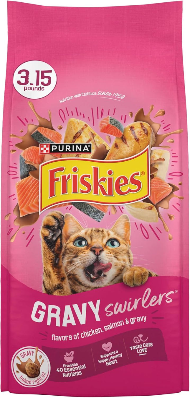 Purina Gravy Swirlers Dry Cat Food – Chicken, Salmon & Gravy, 3.15 lb
