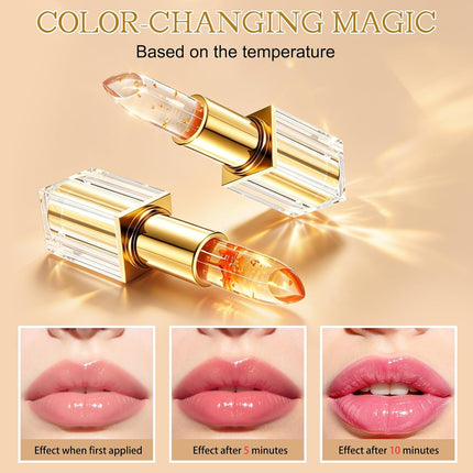 2PCS Crystal Jelly Lipstick Temperature Color Changing Moisturizing Balm