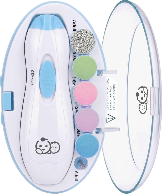 6-in-1 Baby Nail Trimmer with LED Light, Electric Nail File & Safety Pads