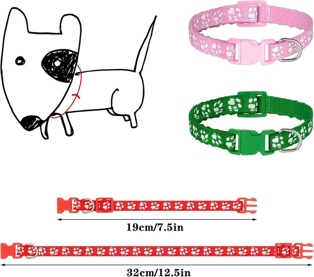 12-Pack Adjustable Puppy Collars – Soft Nylon Whelping ID Collars for Newborn Litter