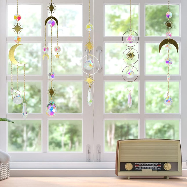 6-Piece Crystal Suncatcher Set – Colorful Hanging Ornaments for Window & Garden Decor