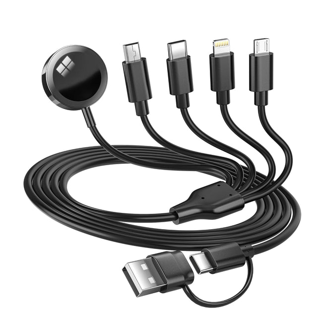 5-in-2 Multi Charging Cable – USB A/C to Lightning, Type-C, Micro & Wireless