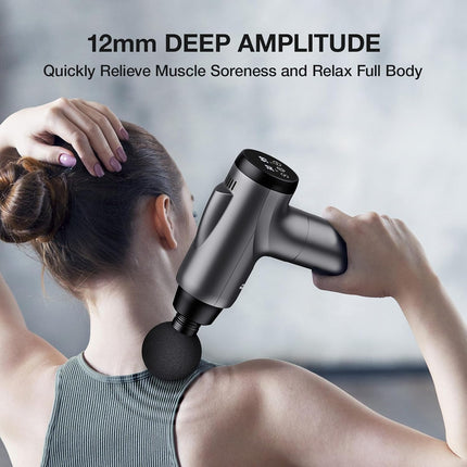 Massage Gun Deep Tissue 30 Speeds 9 Attachments Quiet Muscle Massager Grey Pain