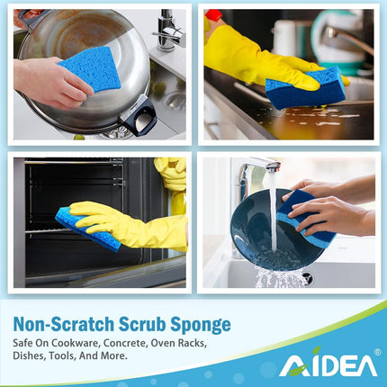 AIDEA Non-Scratch Kitchen Sponges 24-Pack Dual-Sided Dish Scrubbers