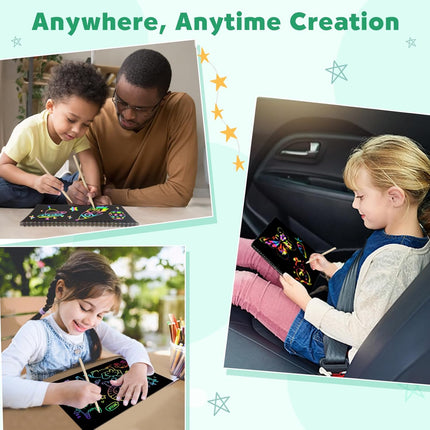 2-Pack Rainbow Scratch Paper Notebooks – Easter Gifts for Kids Ages 4-8