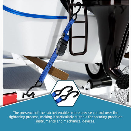 1" x 4FT Boat Trailer Tie-Down Straps, 2400LBS Heavy-Duty Ratchet Transom Straps