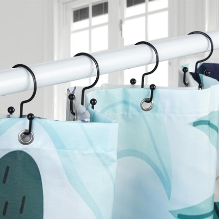 12 Piece Shower Curtain Hooks Double Glide Rings for Bathroom Rods