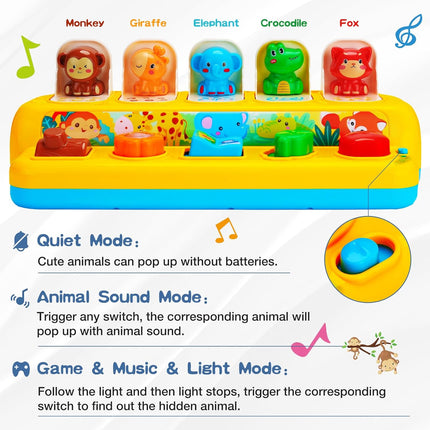 Interactive Pop Up Animal Toy Music Light Montessori Toddler Learning Gift
