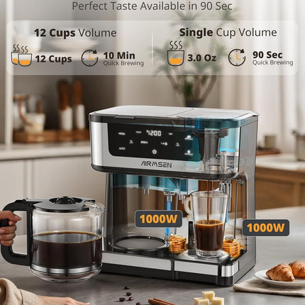 12 Cup Programmable Dual Coffee Maker K Cup Pod & Ground Coffee Machine