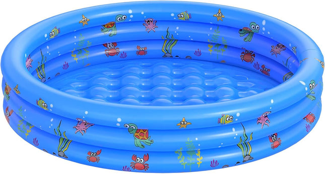 Inflatable Round Kiddie Pool Toddler Water Play Center Indoor Outdoor