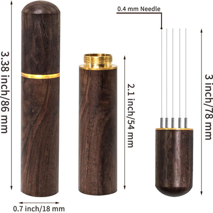 Espresso Coffee Stirrer – 5 Needles, 0.4mm Distribution Tool with Walnut Handle