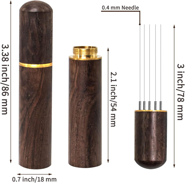 Espresso Coffee Stirrer – 5 Needles, 0.4mm Distribution Tool with Walnut Handle