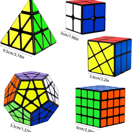 5 Pack Speed Cube Set 2x2 4x4 Pyraminx Megaminx Magic Puzzle Cubes