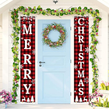 Christmas Outdoor Decorations Versatile Merry Christmas Yard Sign & Plaid Door Banner