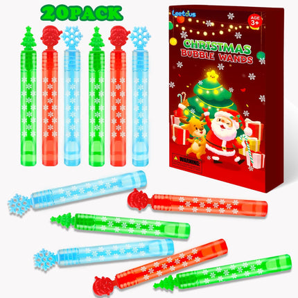 20PCS Christmas Bubble Wands – Toddler Party Favors, Non-Candy Stocking Fillers