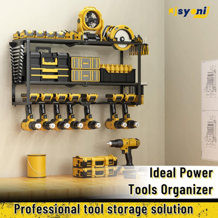 Metal Wall Mount Tool Holder, Heavy Duty 8 Drill Organizer Rack for Garage
