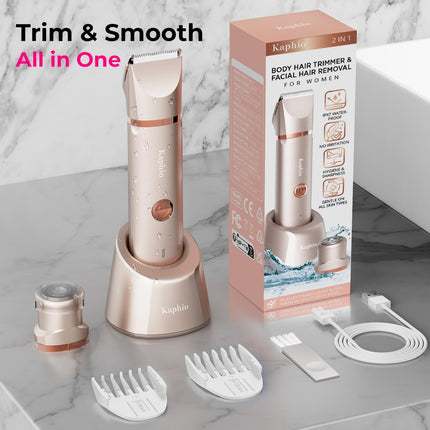 Waterproof Bikini Trimmer for Women Painless Body Hair Remover Razor