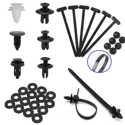 100PCS Car Bumper Push Retainer Clips, 6-Type Nylon Rivets & 5 Remover Tools