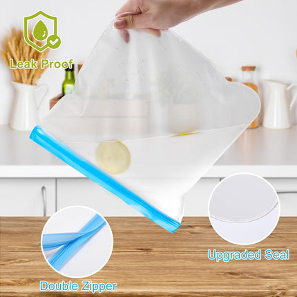 10-Pack Reusable Food Storage Bags – Leakproof, BPA-Free, Dishwasher Safe