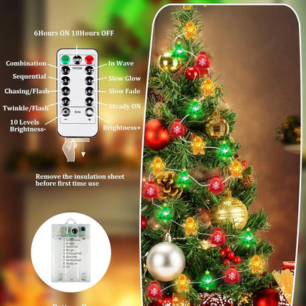 10FT 30 LED Christmas Fairy Lights – Battery Operated with Remote & Timer