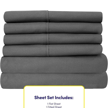 4-Piece Twin Bed Sheet Set, 1500 Series Brushed Microfiber, Deep Pocket, Gray