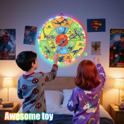 LED Dart Board Kids Game with 12 Sticky Balls Indoor Outdoor Party Toy