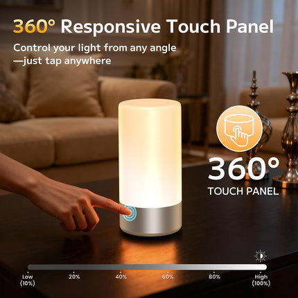 Table Lamp Touch Control 3-Level Dimmable 256 RGB Colors LED Bedside Nightstand