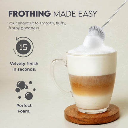 FrothMate Handheld Milk Frother, Portable Foam Maker for Lattes & Cappuccinos