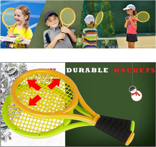 Kids Outdoor Indoor Tennis Set with Racquets, Carrying Bag & Training Balls