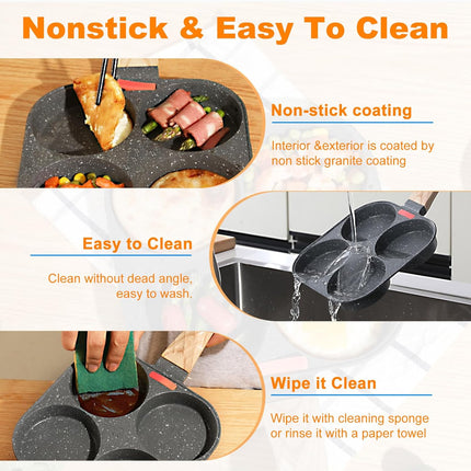 4-Cup Egg Cooker Pan – Nonstick Omelette Skillet for Gas & Induction Cooking