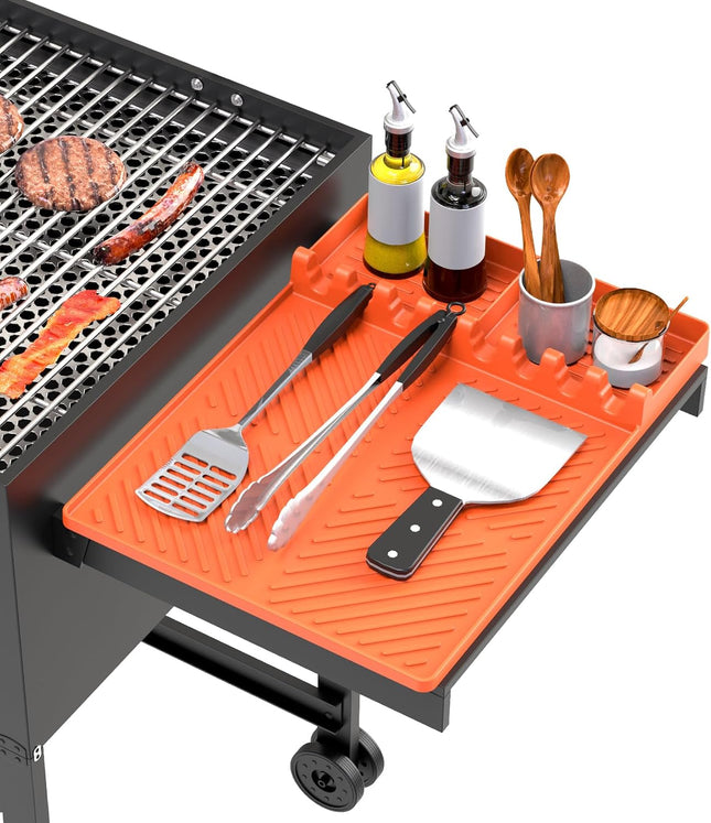 Orange Silicone Grill Mat for Blackstone & BBQ Griddles – Drip & Spatula Mat