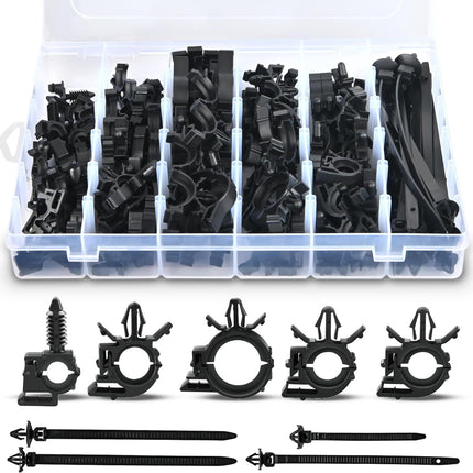 130PCS Car Wire Loom Routing Clips, 9 Sizes Wiring Harness Clips for Honda GM Mazda