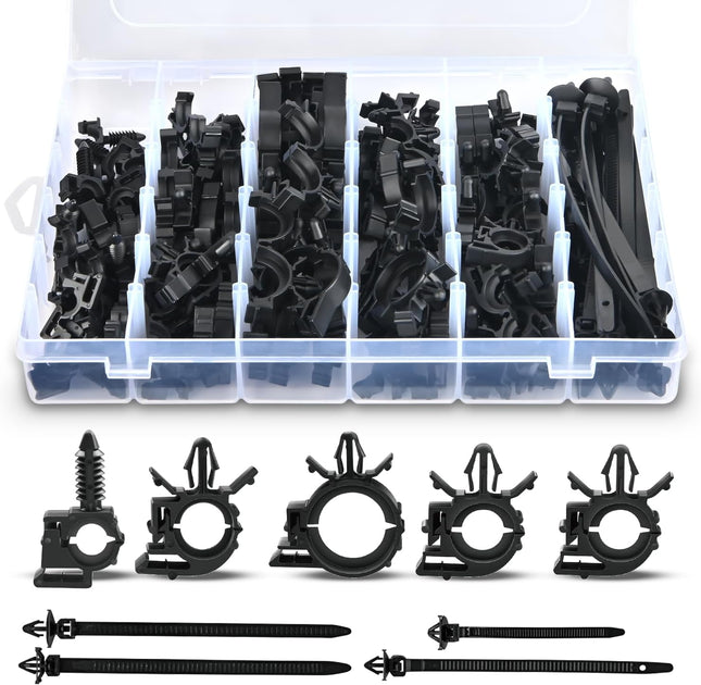 130PCS Car Wire Loom Routing Clips, 9 Sizes Wiring Harness Clips for Honda GM Mazda