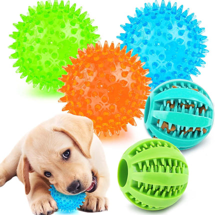 5PCS Interactive Dog Balls Squeaky & Teething Chew Toys for Small Dogs