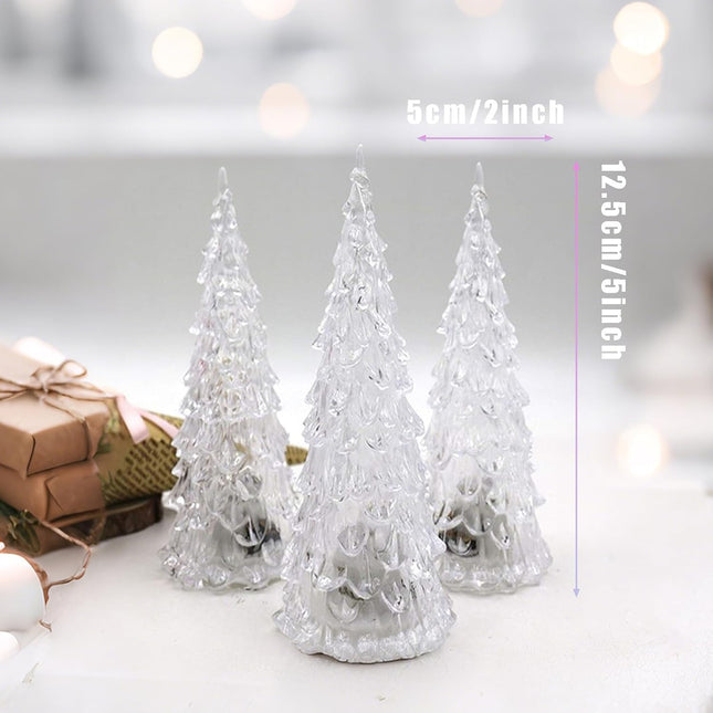 3 Pack Acrylic Christmas Tree Lamps – 7-Color Mini Light Up Table Decor