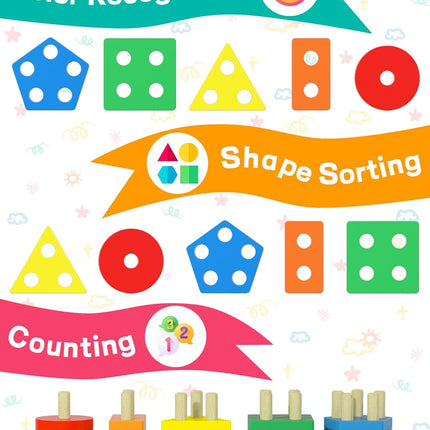 Montessori Wooden Shape Sorter – Toddler Learning Toy for Ages 1-3