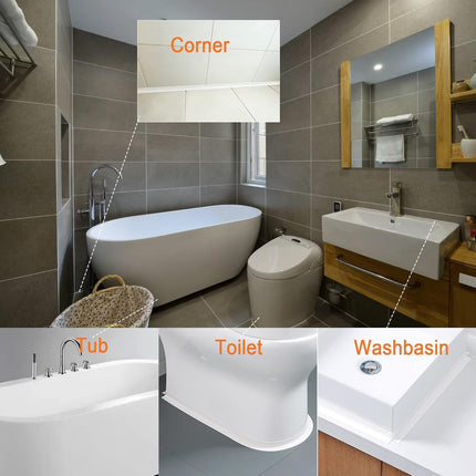 White Bathroom Caulking Tape for Tub Surround Toilet & Countertop