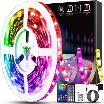 50ft RGB LED Strip Lights – Bluetooth Smart App & Remote Control