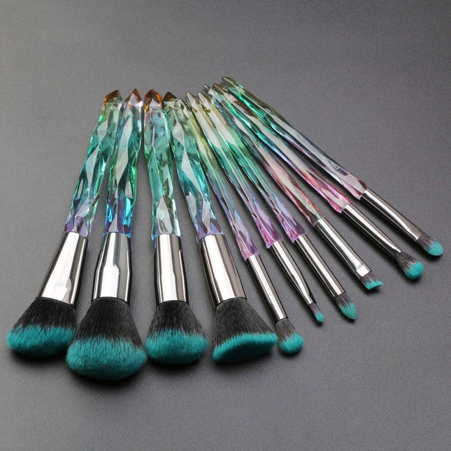 10PCS Crystal Handle Makeup Brush Set, Kabuki Foundation, Concealer & Eyeshadow Brushes