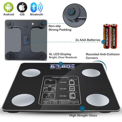 Smart Body Weight Scale – BMI, Body Fat, Muscle Mass, Bluetooth App Sync