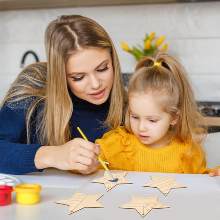 24 Pcs 4th of July Wooden Stars Crafts DIY Paintable Patriotic Cutouts